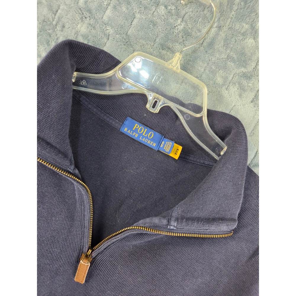 Polo Ralph Lauren Mens XL Navy Blue Quarter Zip Cotton Pullover Sweater Pony